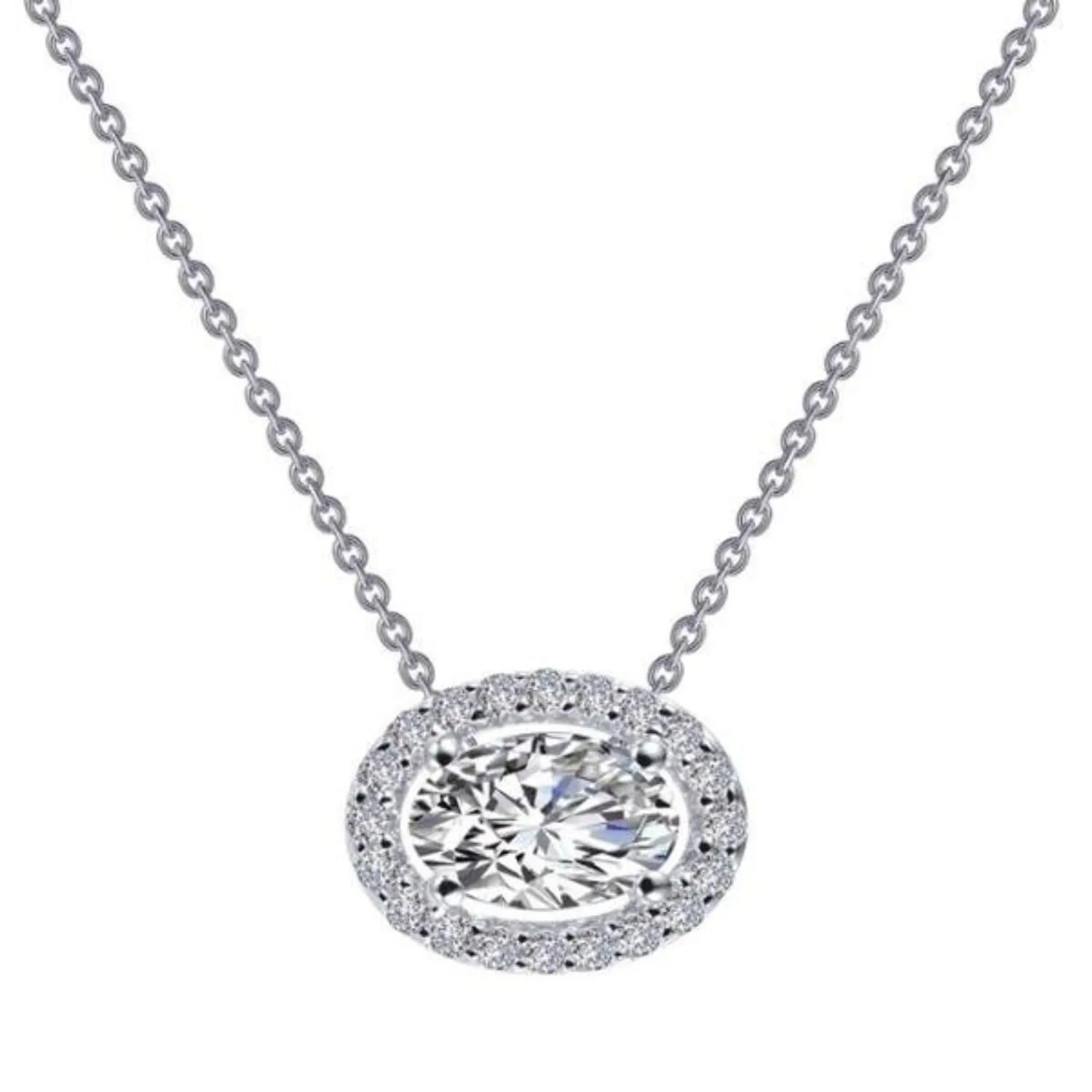 Lafonn Simulated Oval Cut Diamond Halo Pendant