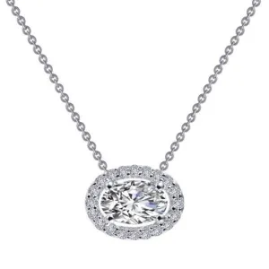 Lafonn Simulated Oval Cut Diamond Halo Pendant