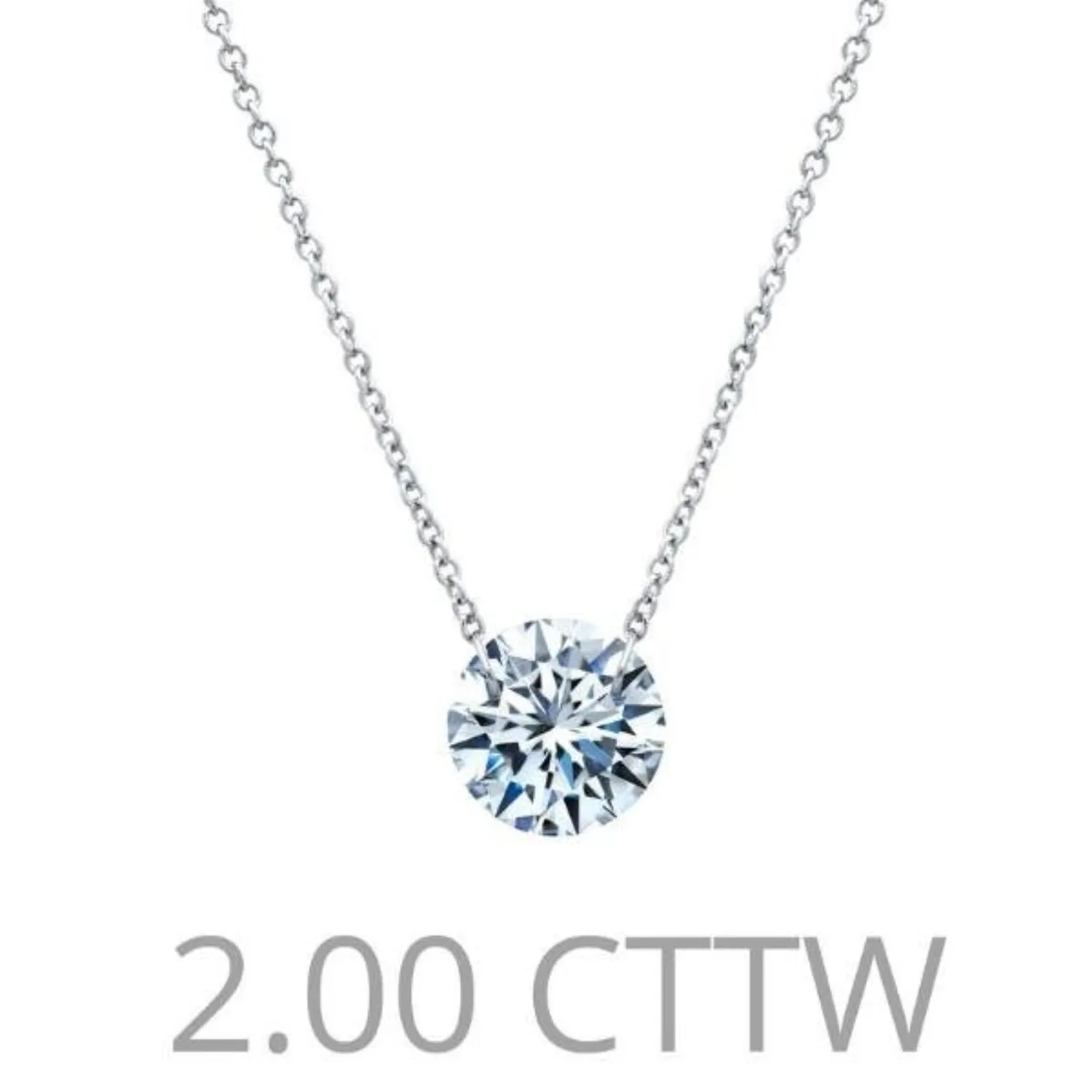 Lafonn Simulated Two Carat Round Cut Diamond Solitaire Pendant