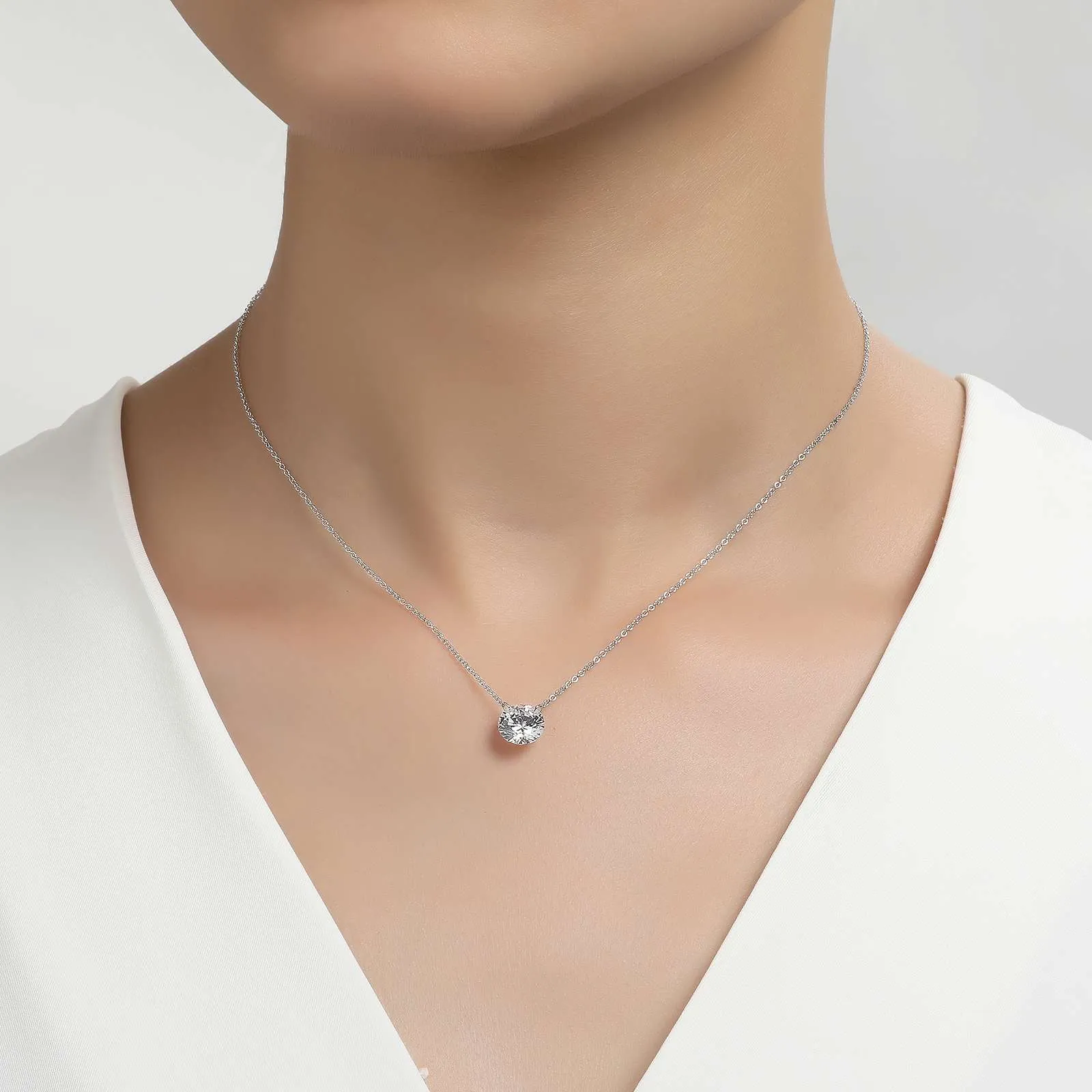 Lafonn Simulated Two Carat Round Cut Diamond Solitaire Pendant