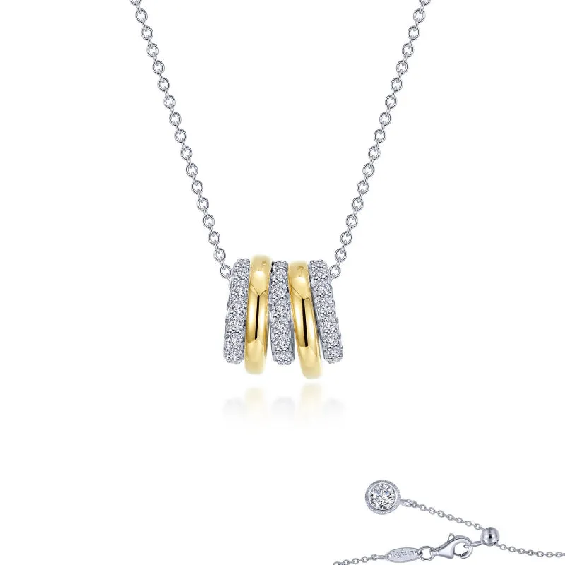 Lafonn Two-tone Tube Charm on Chain Necklace