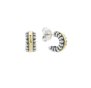 LAGOS Signature Caviar Two Tone Small Flute Hoop Earrings