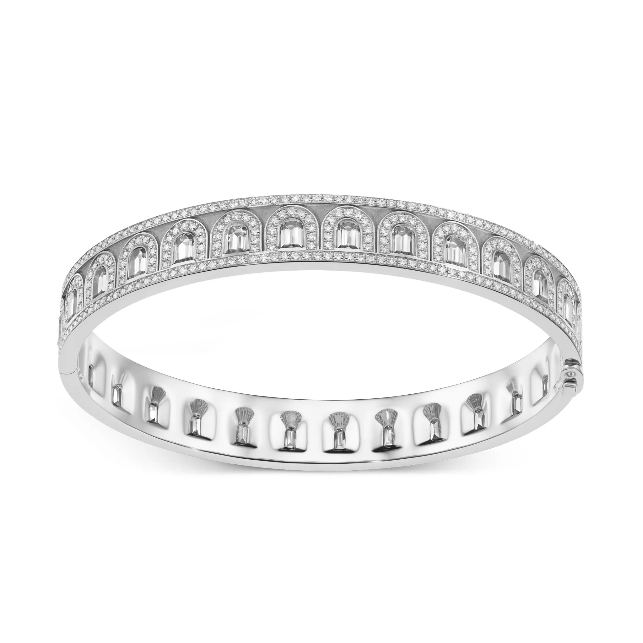 L'Arc Deco Bangle in Platinum with DAVIDOR Arch Cut Diamonds and Brilliant Diamonds