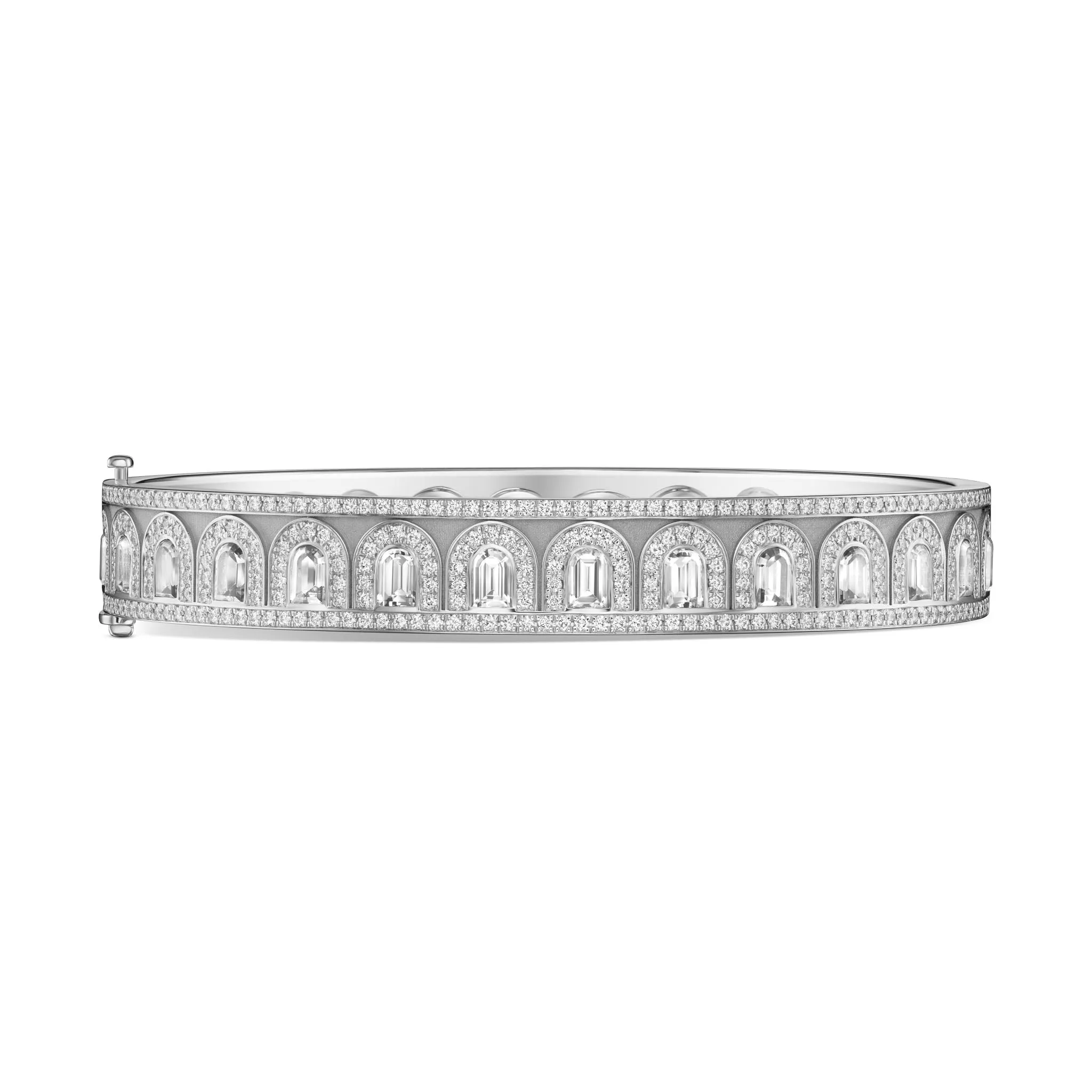 L'Arc Deco Bangle in Platinum with DAVIDOR Arch Cut Diamonds and Brilliant Diamonds
