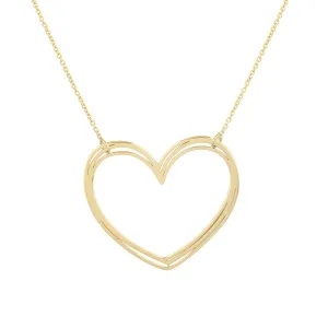 Large Gold Open Heart Necklace