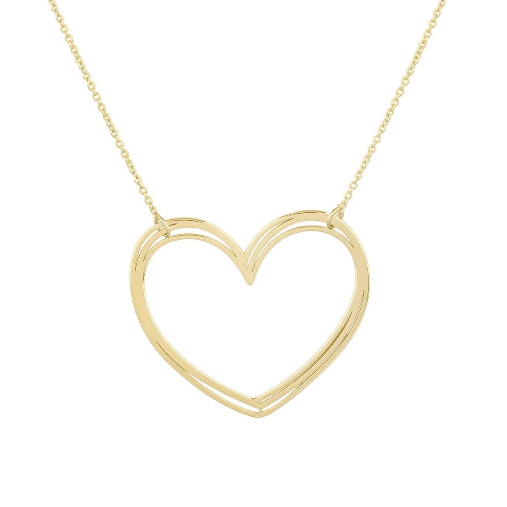 Large Gold Open Heart Necklace
