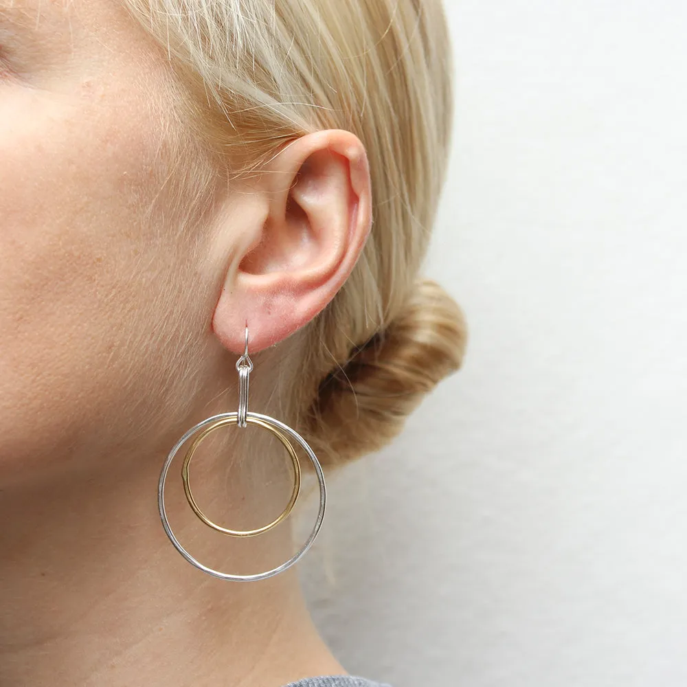 Large Hammered Rings Wire Earrings