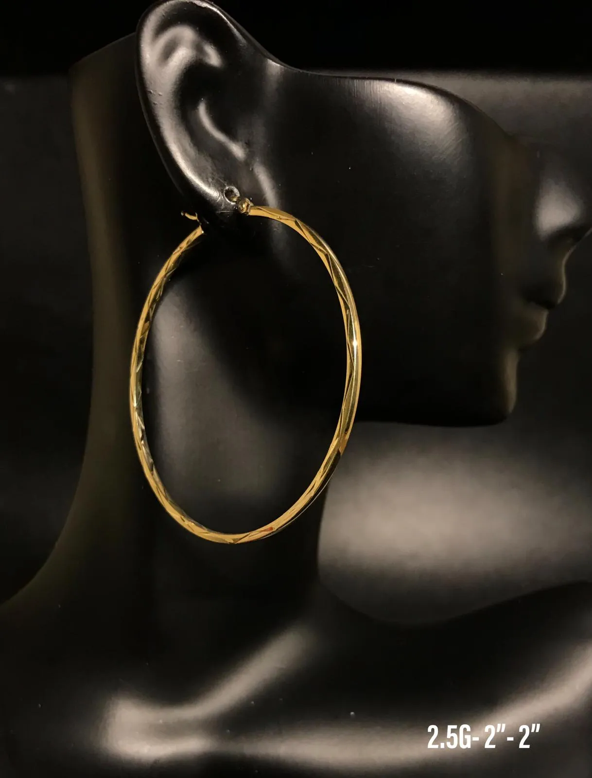 Large textured hoop earrings 10K solid gold