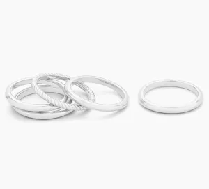Layer & Twist Silver Ring Set