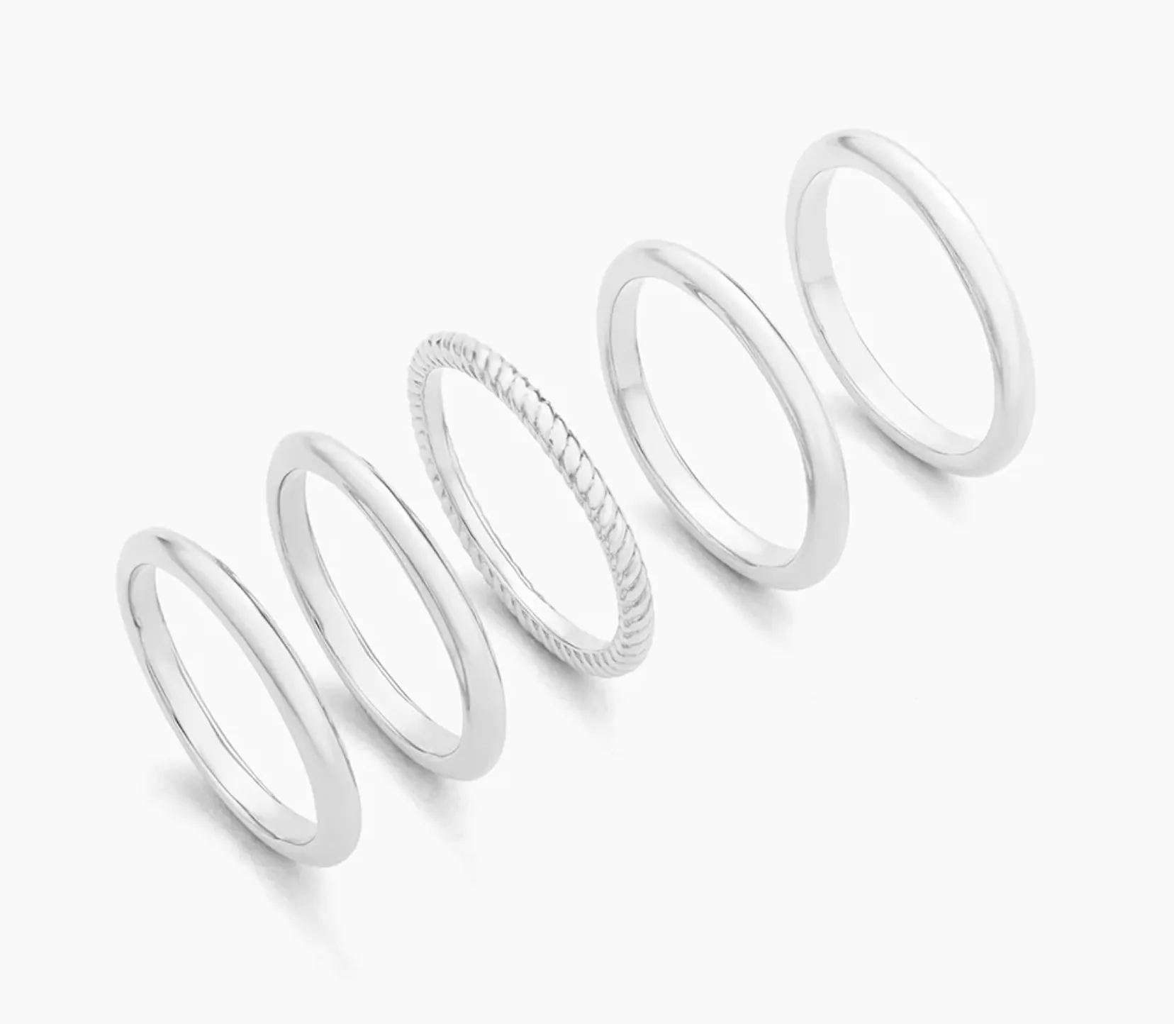 Layer & Twist Silver Ring Set