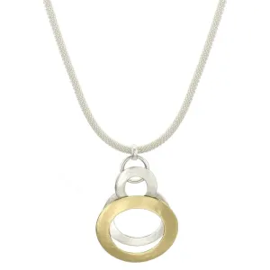 Layered Wide Rings on Mesh Chain Long Necklace