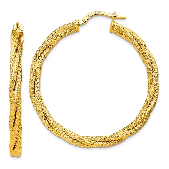 Leslie's Large 14k Gold Italian Twisted Hoop Earrings, 1 1/2 inch diameter