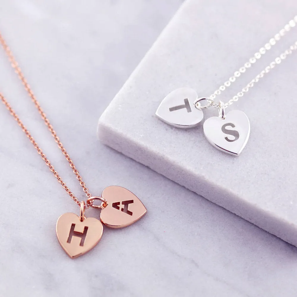 Letter Necklace Heart Pendant