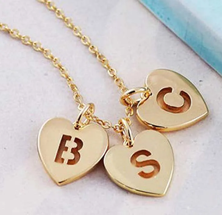 Letter Necklace Heart Pendant