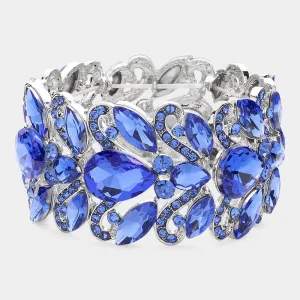 Light Blue Chunky Crystal Teardrop Pageant Stretch Bracelet  | Prom Bracelet |  636846