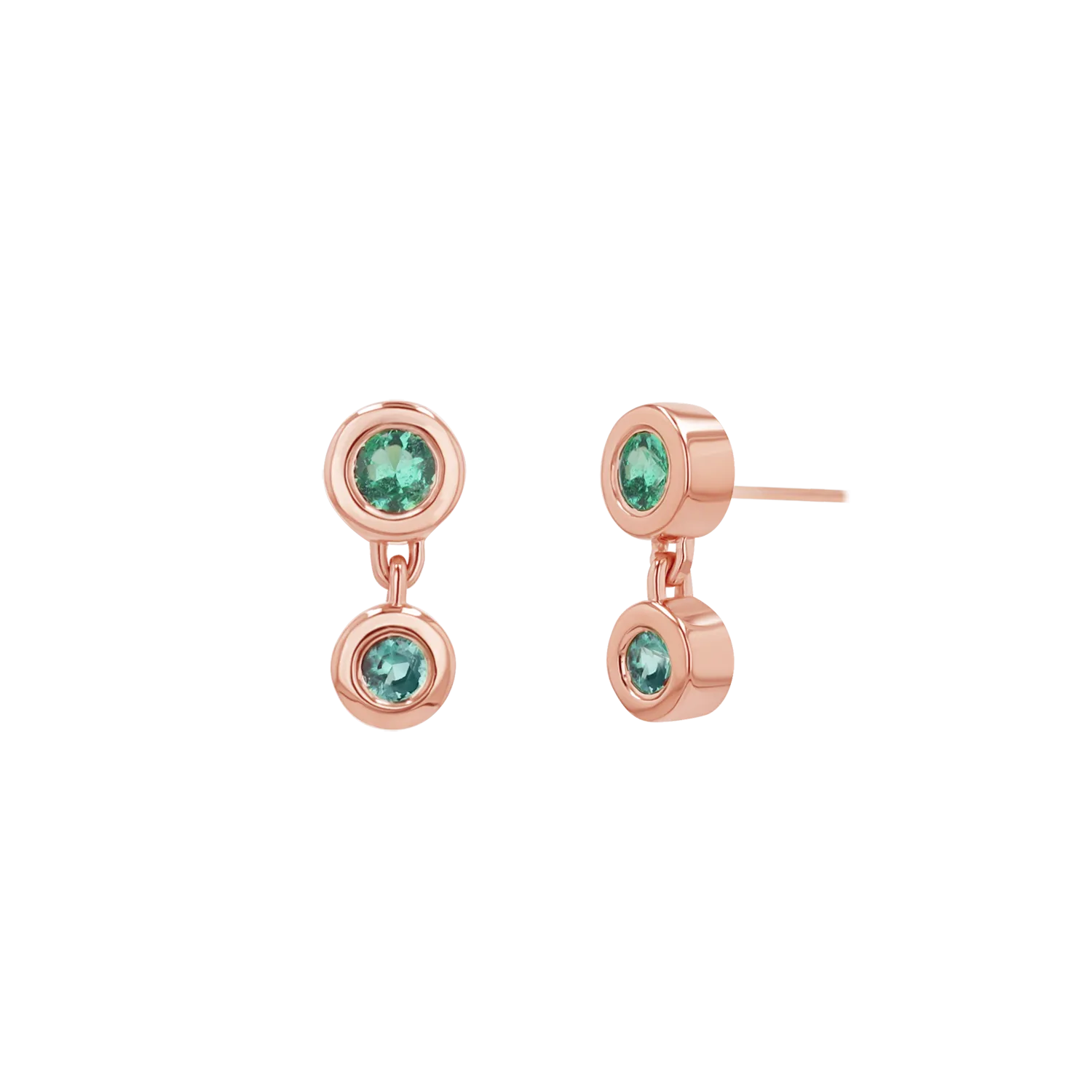 Linked Emerald Duo Studs