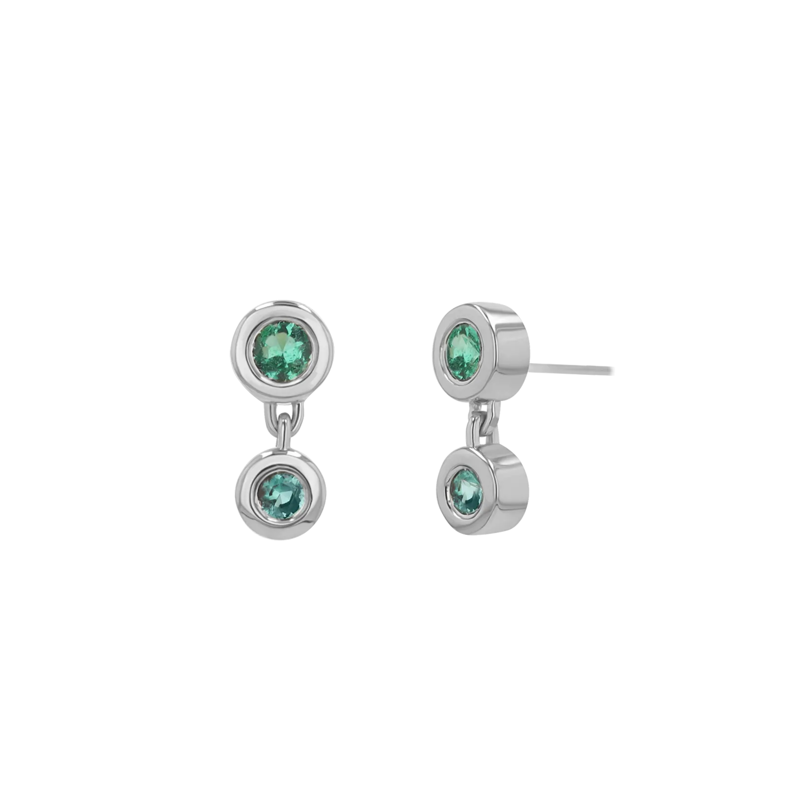 Linked Emerald Duo Studs