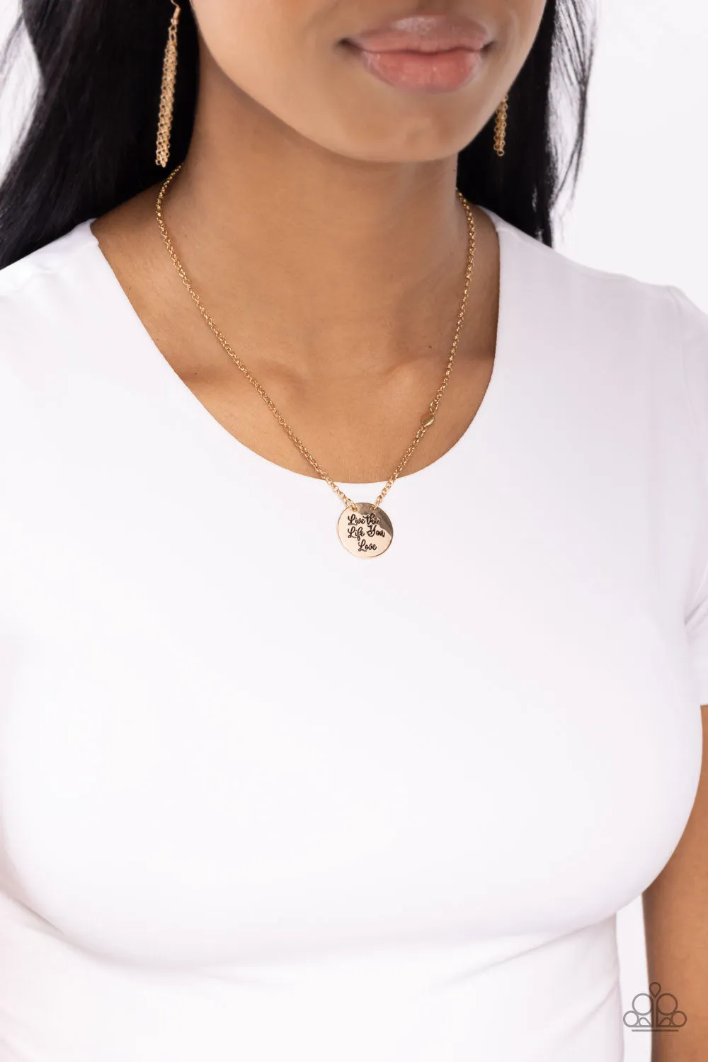 Live The Life You Love - Gold - Inspirational Paparazzi Short Necklace