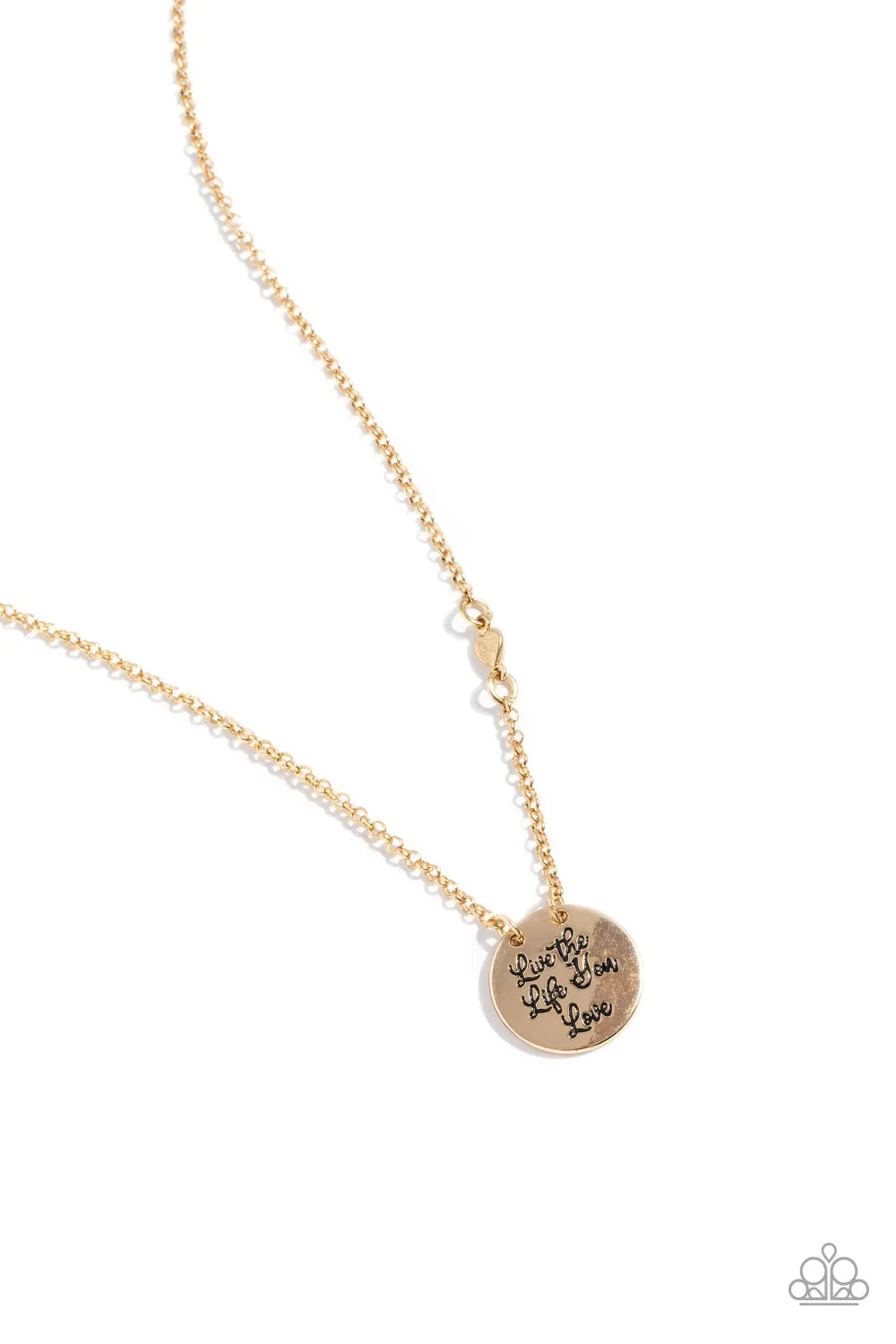 Live The Life You Love - Gold - Inspirational Paparazzi Short Necklace