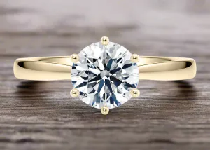 Loch Ness Solitaire Round Cut Diamond Ring in 18K Gold | Elegant Engagement Ring