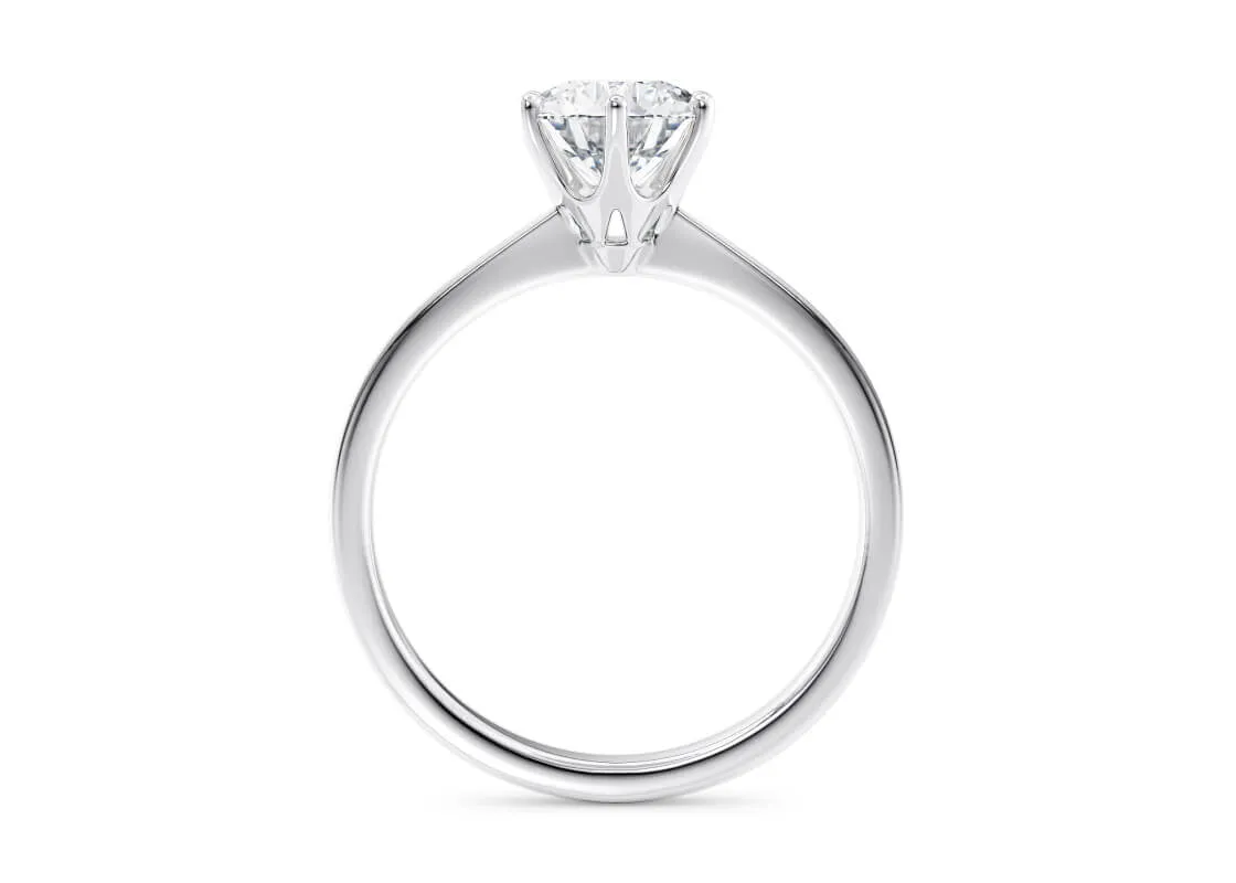 Loch Ness Solitaire Round Cut Diamond Ring in 18K Gold | Elegant Engagement Ring