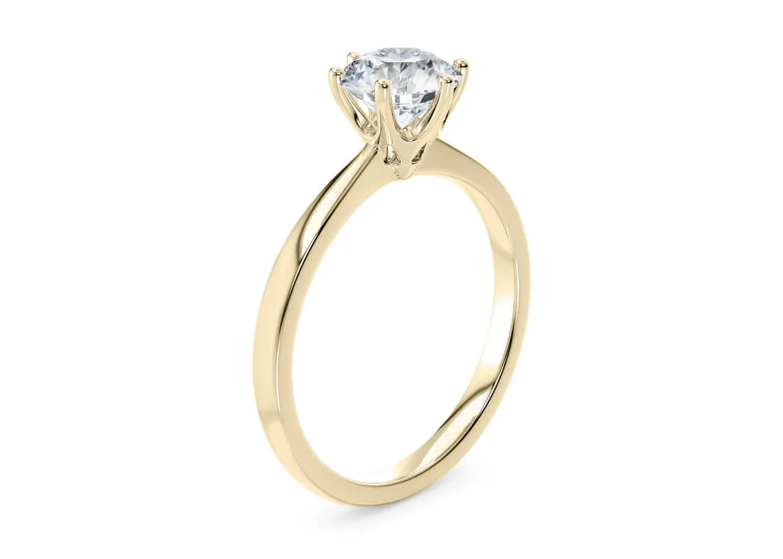 Loch Ness Solitaire Round Cut Diamond Ring in 18K Gold | Elegant Engagement Ring