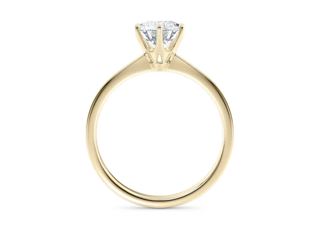 Loch Ness Solitaire Round Cut Diamond Ring in 18K Gold | Elegant Engagement Ring