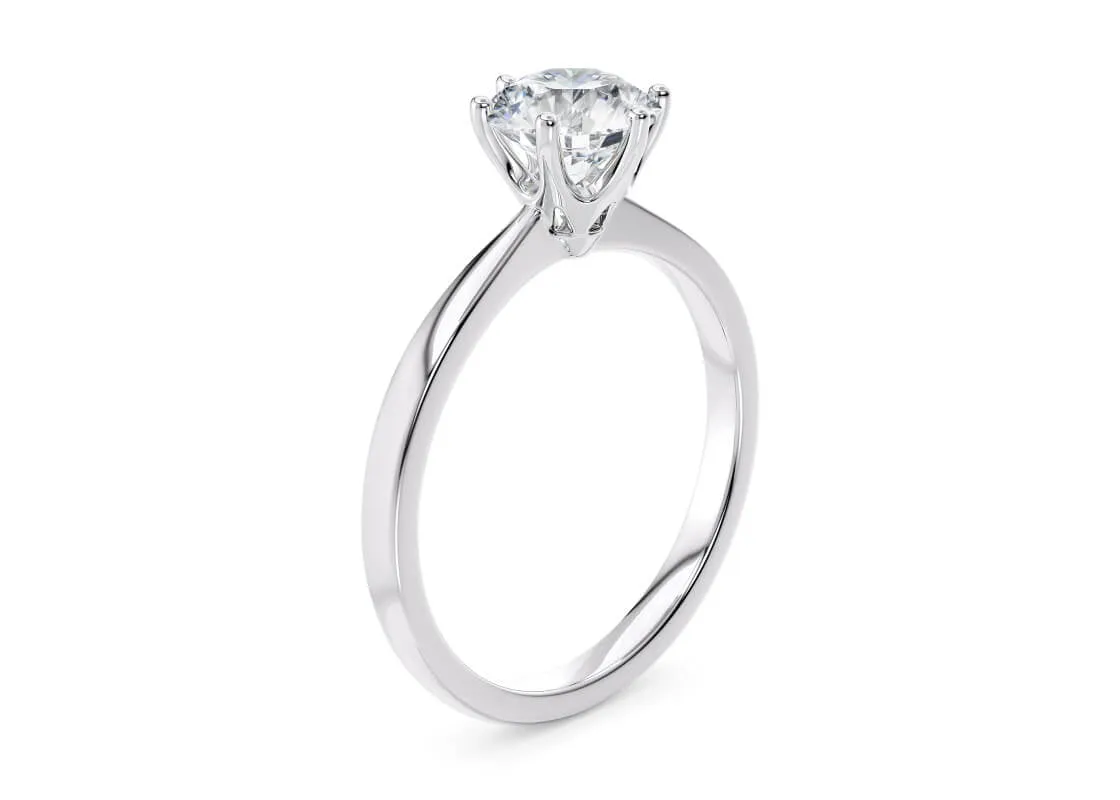 Loch Ness Solitaire Round Cut Diamond Ring in 18K Gold | Elegant Engagement Ring