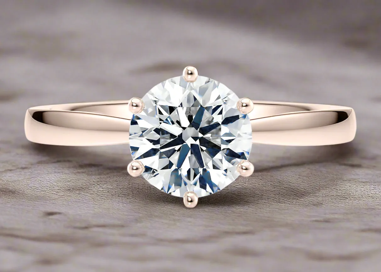 Loch Ness Solitaire Round Cut Diamond Ring in 18K Gold | Elegant Engagement Ring