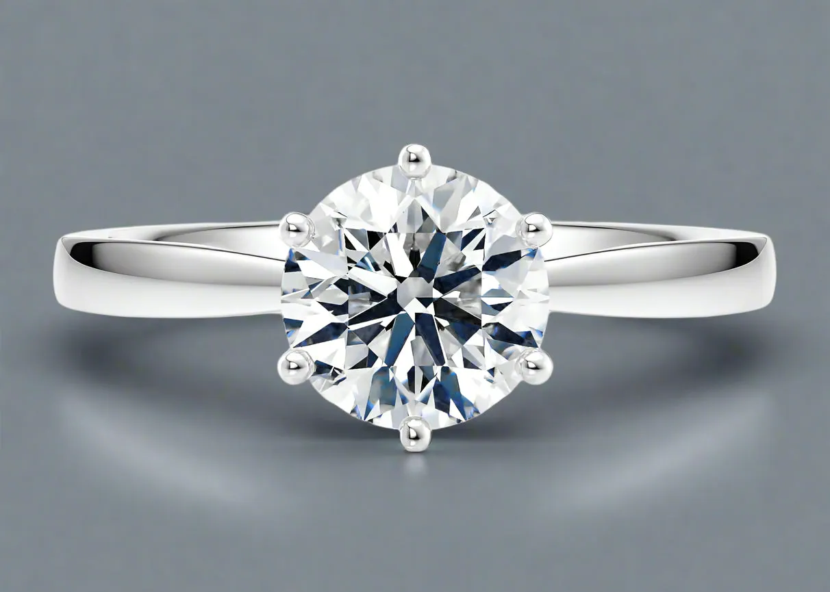 Loch Ness Solitaire Round Cut Diamond Ring in 18K Gold | Elegant Engagement Ring