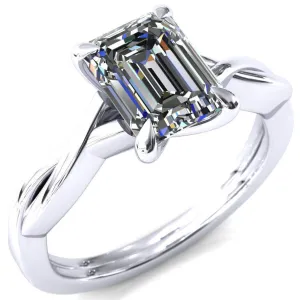 Lucia Emerald Moissanite 4 Claw Prong 1/2 Infinity Solitaire Ring Engagement Ring