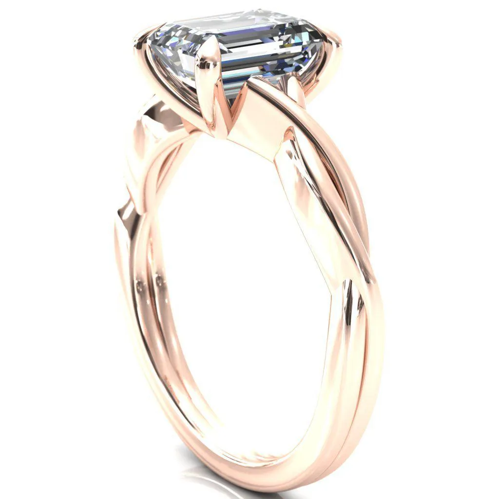 Lucia Emerald Moissanite 4 Claw Prong 1/2 Infinity Solitaire Ring Engagement Ring