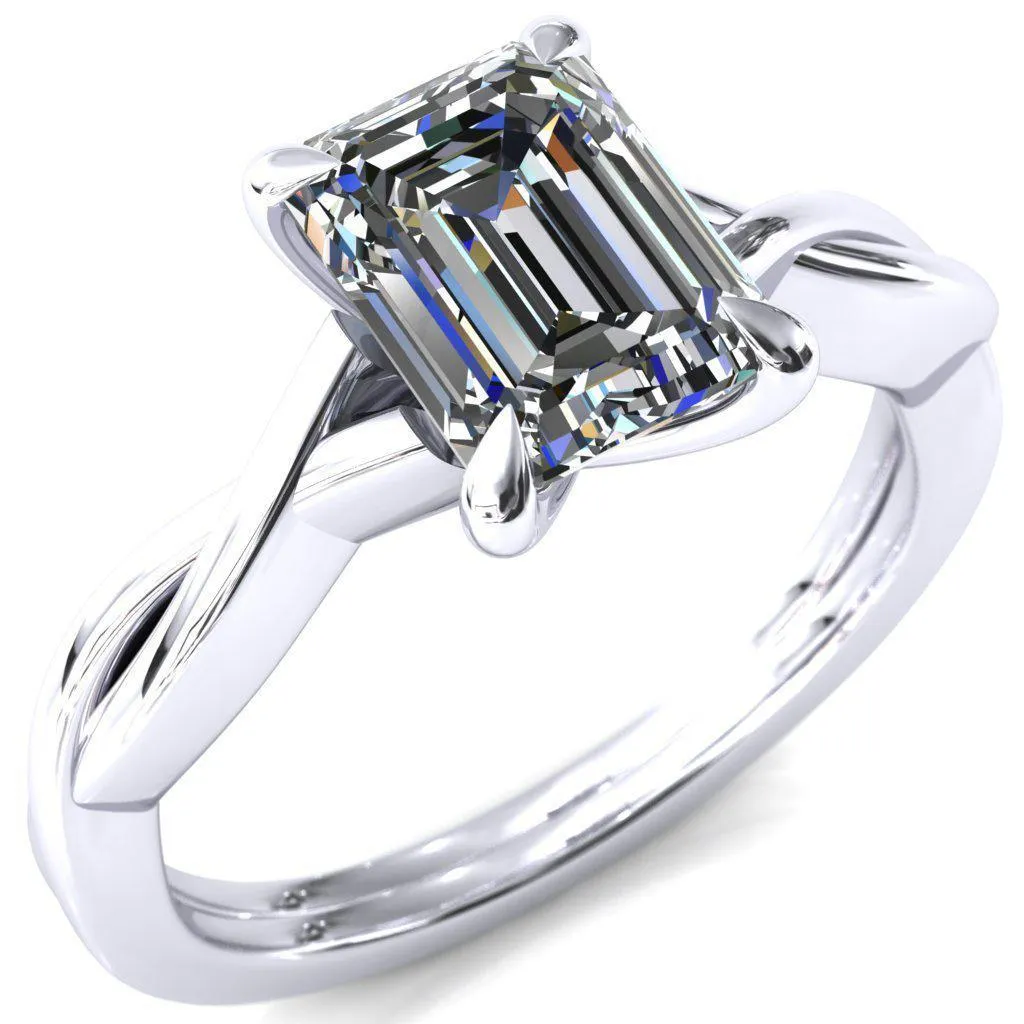 Lucia Emerald Moissanite 4 Claw Prong 1/2 Infinity Solitaire Ring Engagement Ring