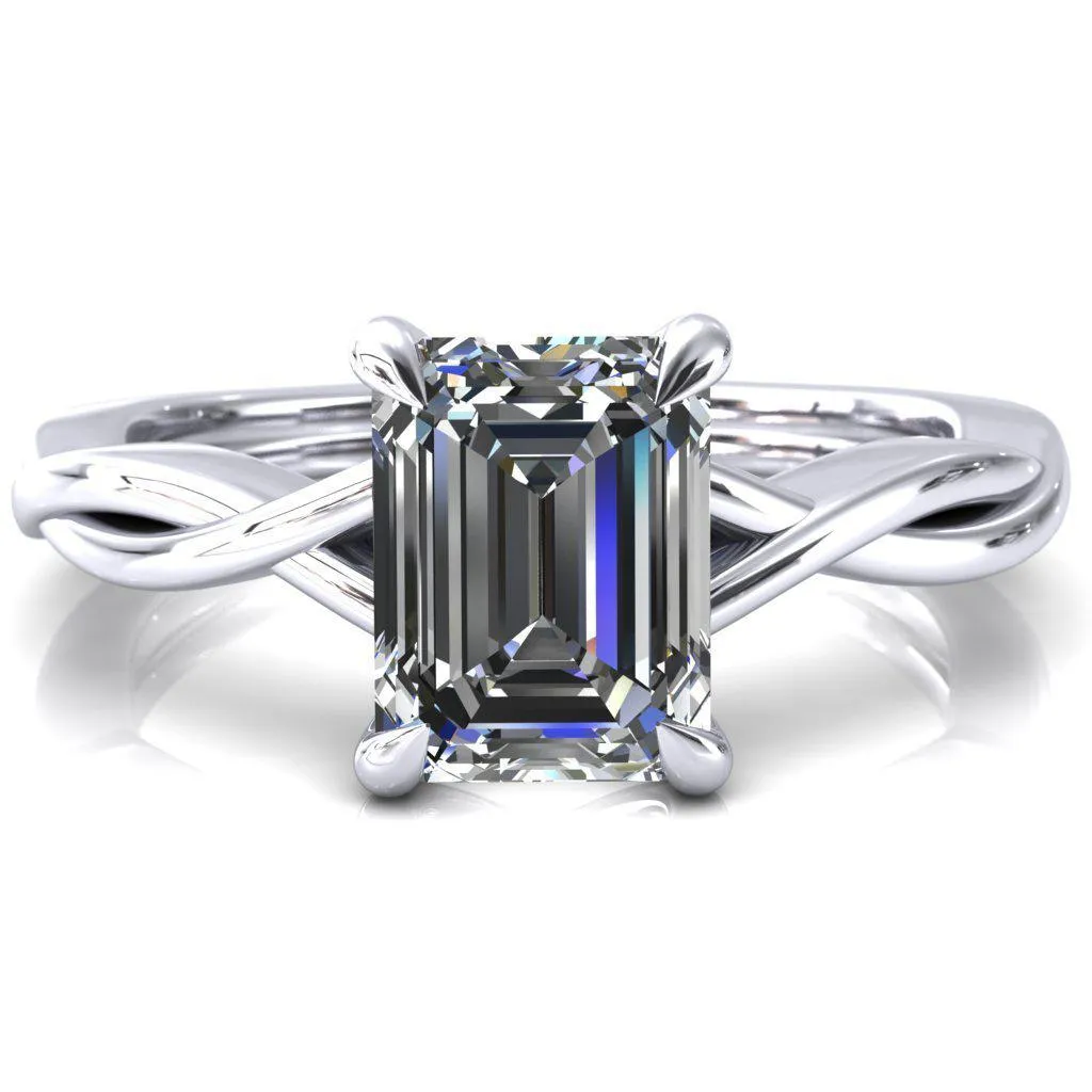 Lucia Emerald Moissanite 4 Claw Prong 1/2 Infinity Solitaire Ring Engagement Ring
