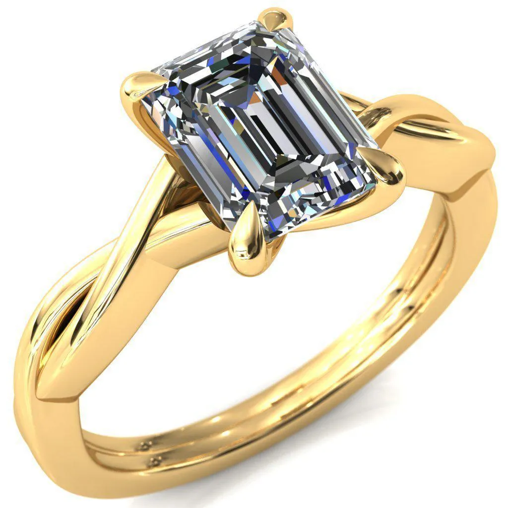 Lucia Emerald Moissanite 4 Claw Prong 1/2 Infinity Solitaire Ring Engagement Ring