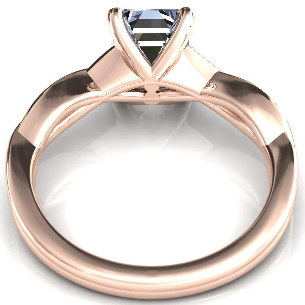 Lucia Emerald Moissanite 4 Claw Prong 1/2 Infinity Solitaire Ring Engagement Ring