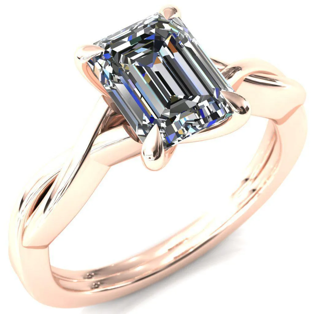 Lucia Emerald Moissanite 4 Claw Prong 1/2 Infinity Solitaire Ring Engagement Ring