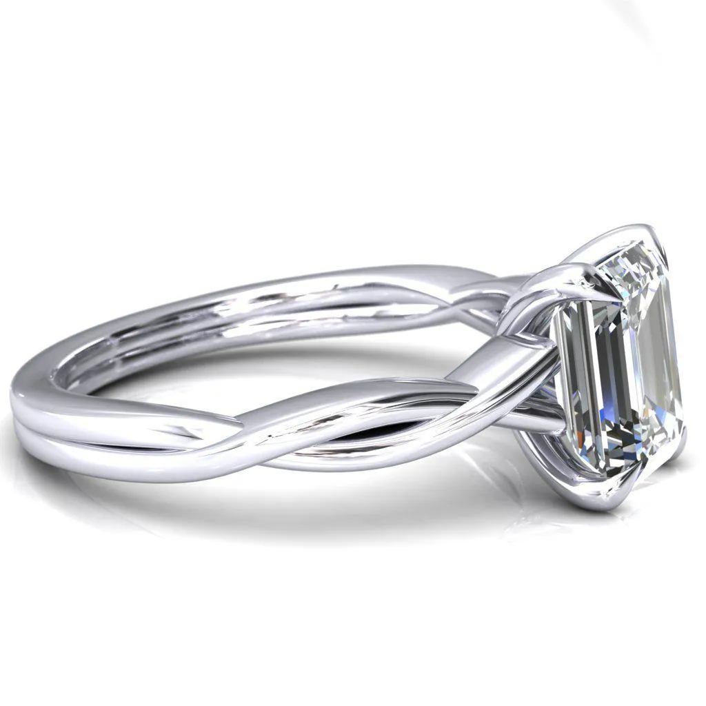 Lucia Emerald Moissanite 4 Claw Prong 1/2 Infinity Solitaire Ring Engagement Ring