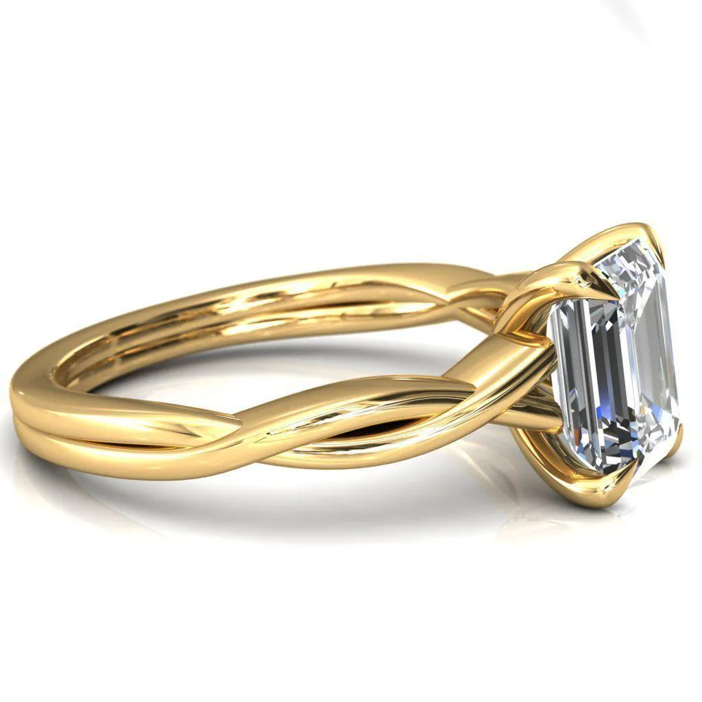 Lucia Emerald Moissanite 4 Claw Prong 1/2 Infinity Solitaire Ring Engagement Ring
