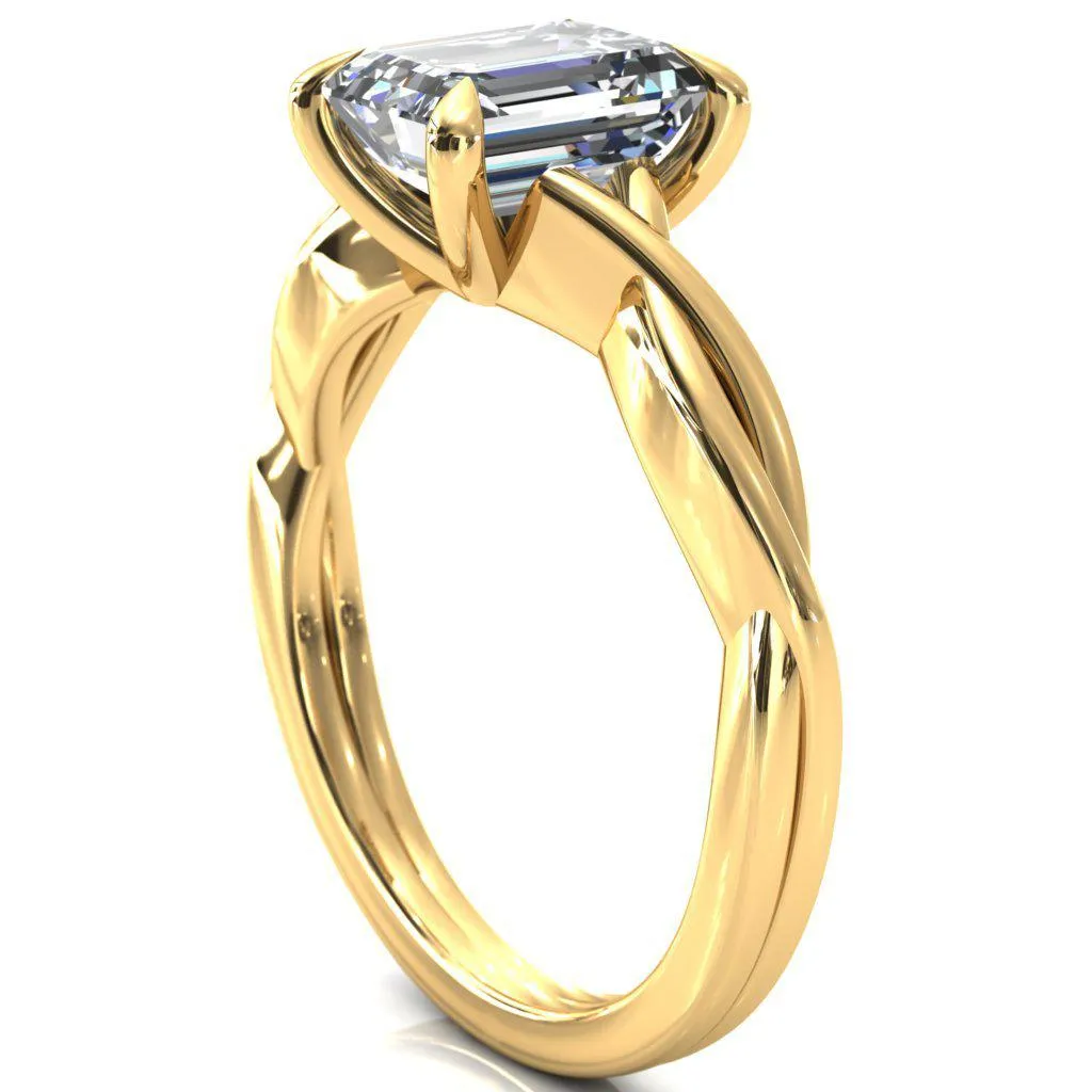 Lucia Emerald Moissanite 4 Claw Prong 1/2 Infinity Solitaire Ring Engagement Ring