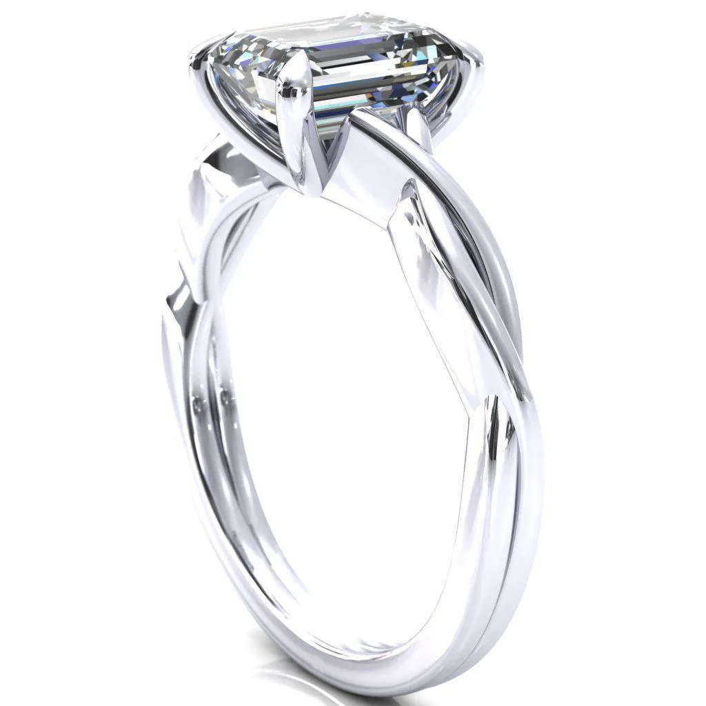Lucia Emerald Moissanite 4 Claw Prong 1/2 Infinity Solitaire Ring Engagement Ring