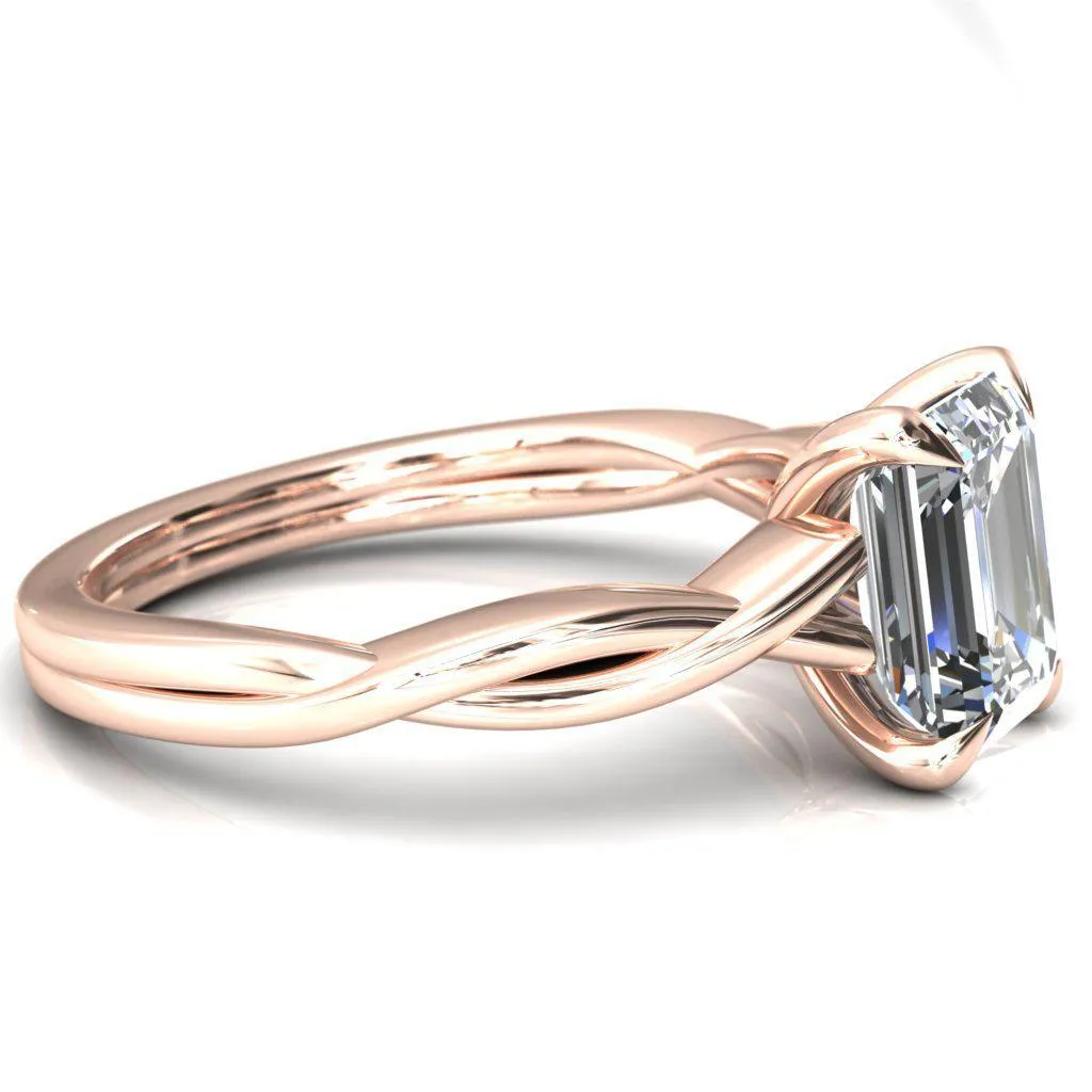 Lucia Emerald Moissanite 4 Claw Prong 1/2 Infinity Solitaire Ring Engagement Ring