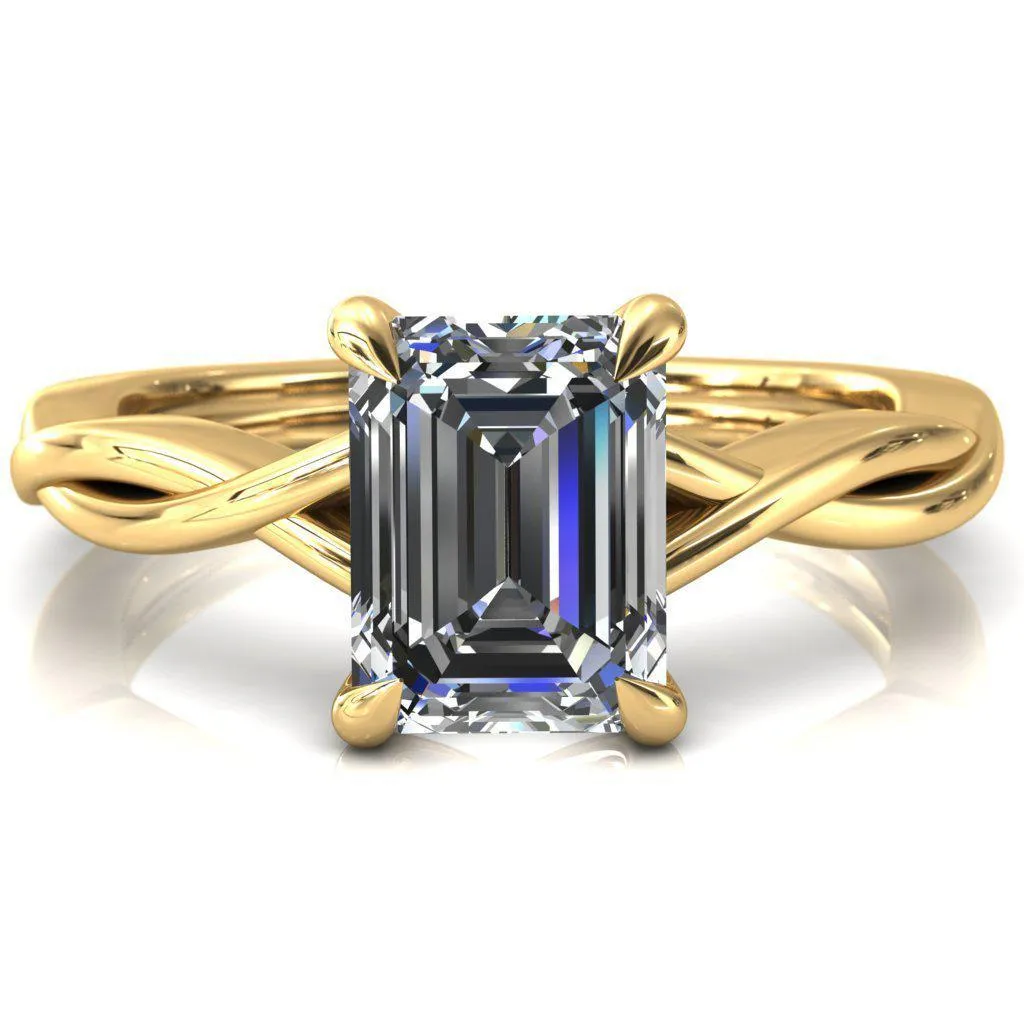 Lucia Emerald Moissanite 4 Claw Prong 1/2 Infinity Solitaire Ring Engagement Ring