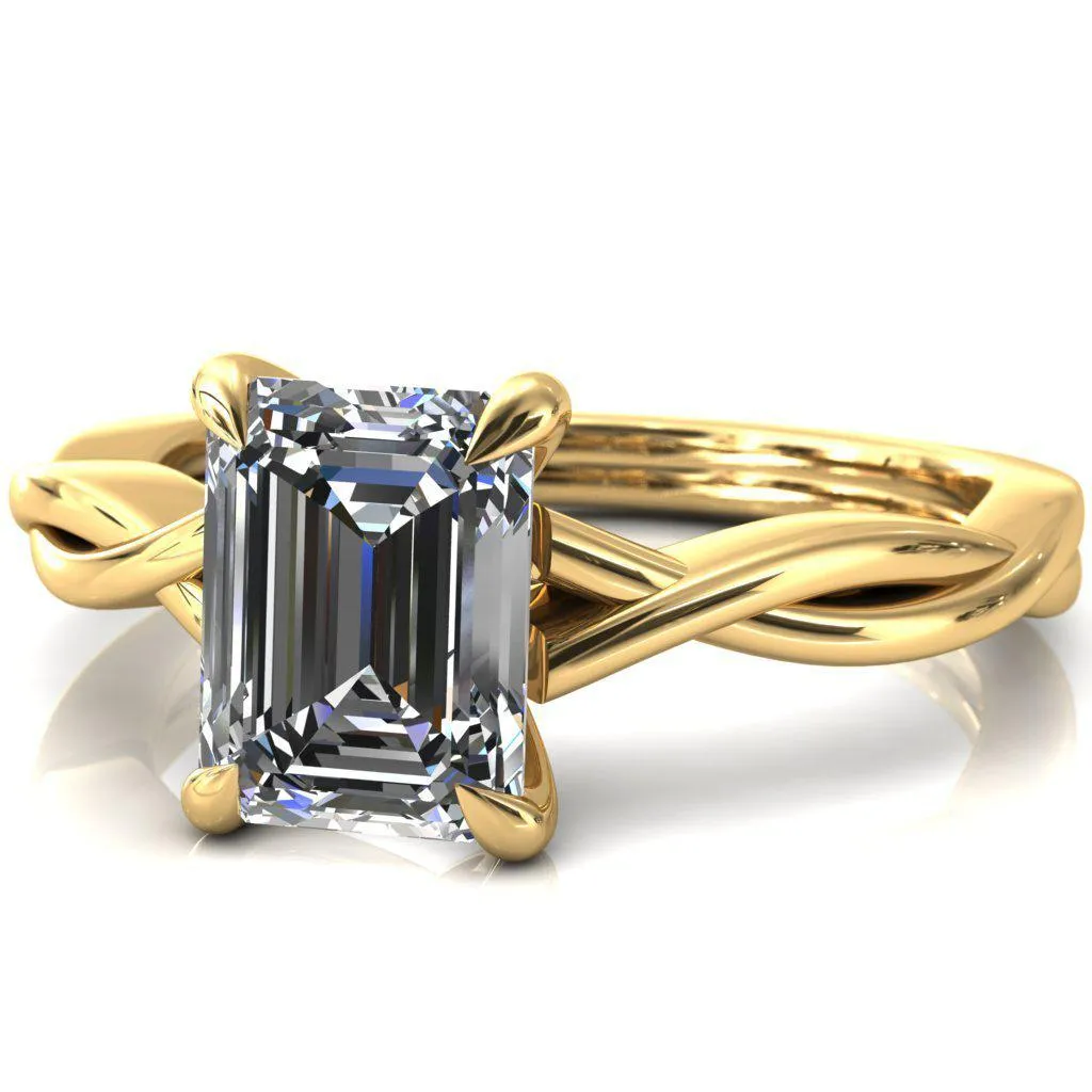 Lucia Emerald Moissanite 4 Claw Prong 1/2 Infinity Solitaire Ring Engagement Ring