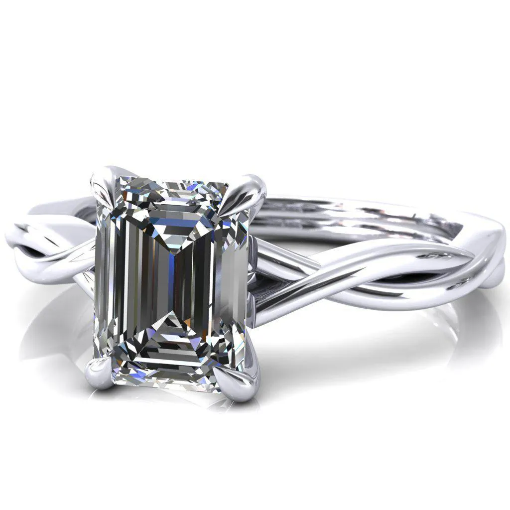 Lucia Emerald Moissanite 4 Claw Prong 1/2 Infinity Solitaire Ring Engagement Ring