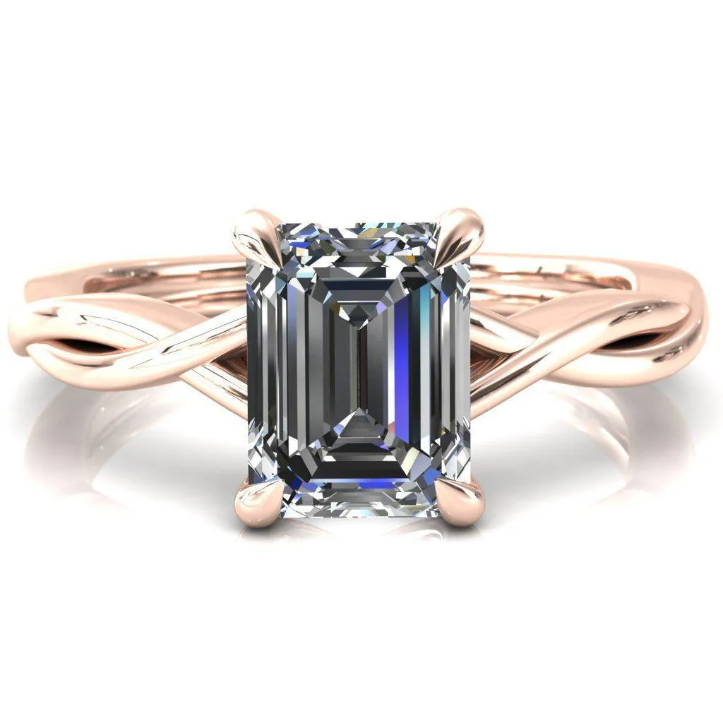 Lucia Emerald Moissanite 4 Claw Prong 1/2 Infinity Solitaire Ring Engagement Ring