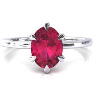 Lyla Oval Ruby 6 Claw Prong Single Rail Solitaire Ring
