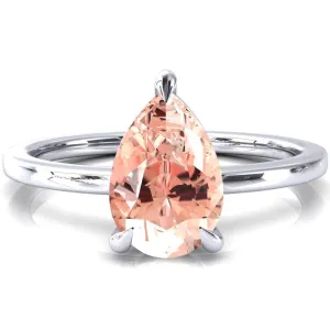Lyla Pear Champagne Sapphire 4 Claw Prong Single Rail Solitaire Ring