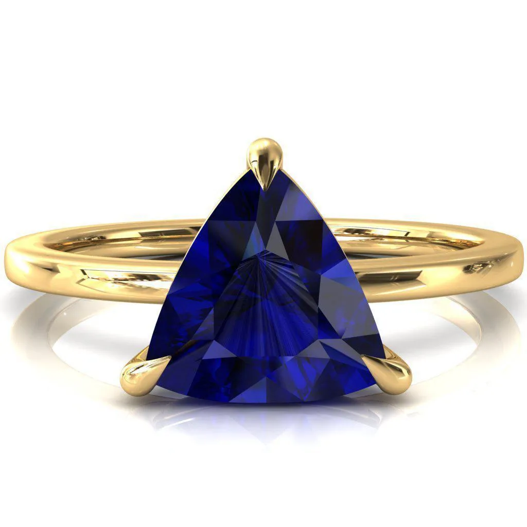 Lyla Trillion Blue Sapphire 4 Claw Prong Single Rail Solitaire Ring