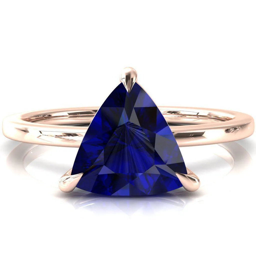 Lyla Trillion Blue Sapphire 4 Claw Prong Single Rail Solitaire Ring